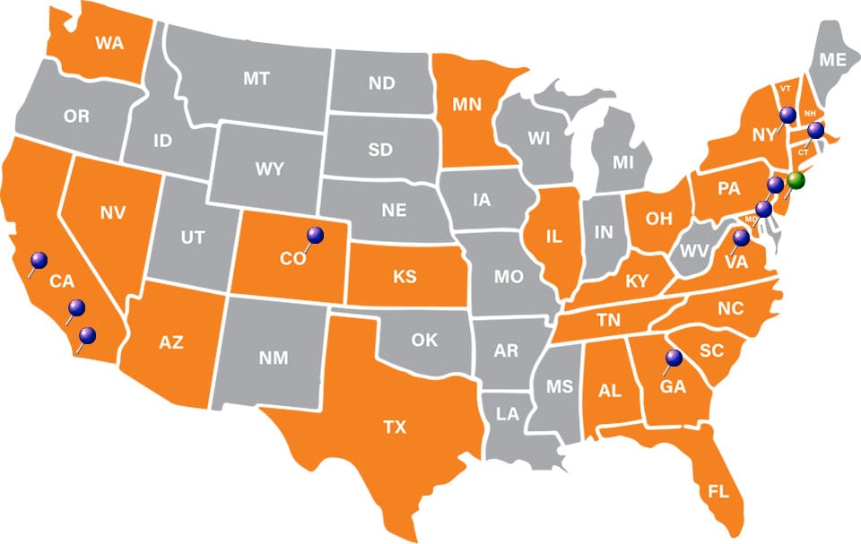 Core development group service map offers commercial solar systems from new jersey and serving across the usa.