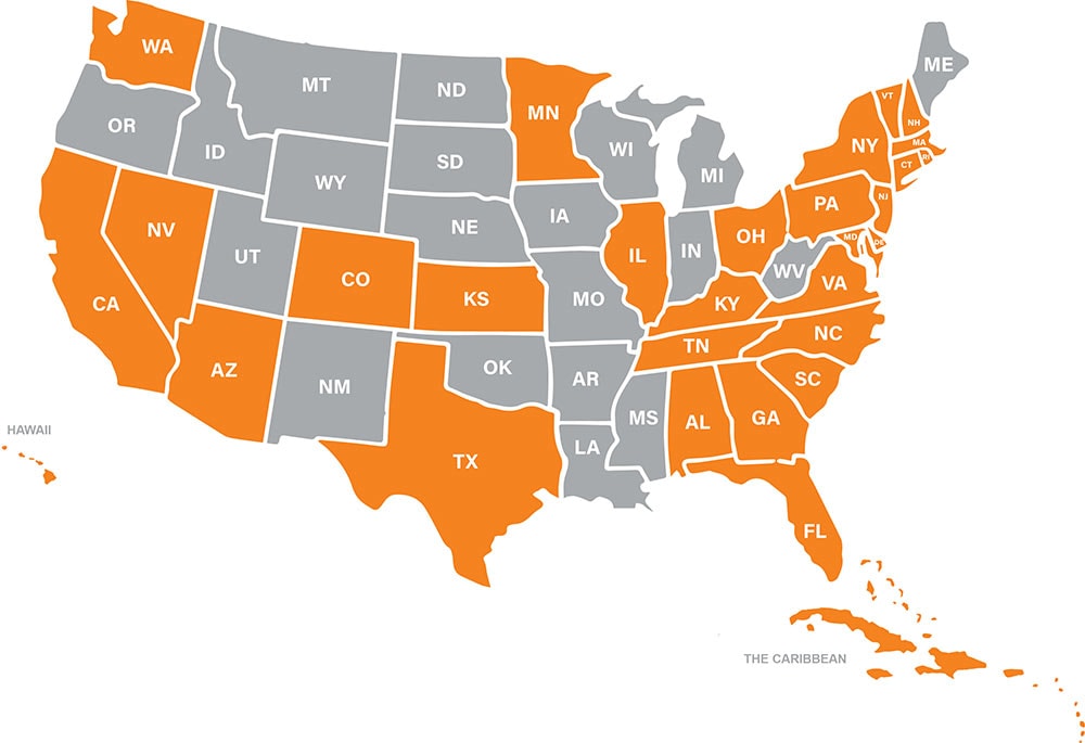 U. S. Map of states served